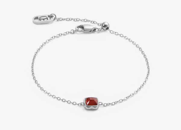 Coeur de Lion Silver Bracelet Red Agate - January